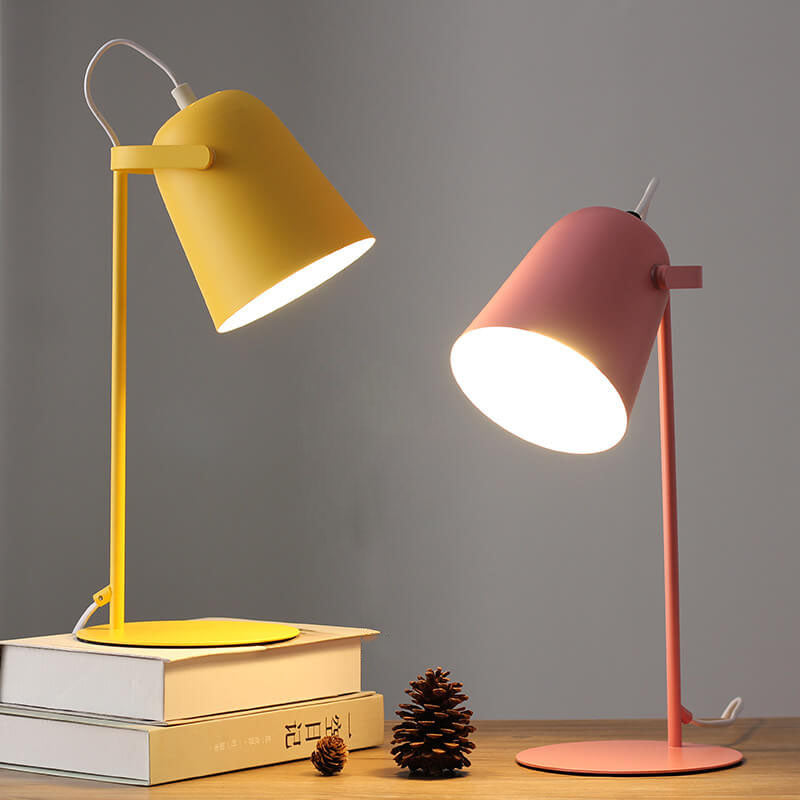 Nordic Macaron Color Creative Iron Bucket Design Light Table Lamp