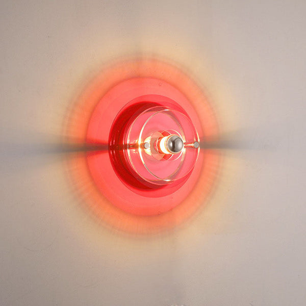 Modern Colorful Iron Acrylic Flying Saucer Shade Light Wall Sconce Lamp For Room
