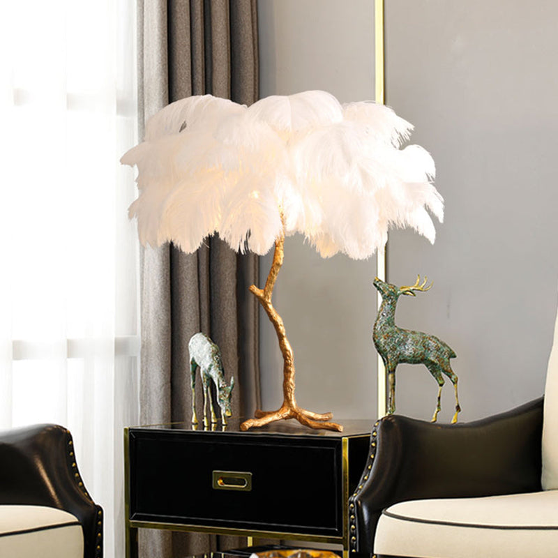 Scandinavian Luxury Unique Ostrich Feather Floor Lamp/Table Lamp