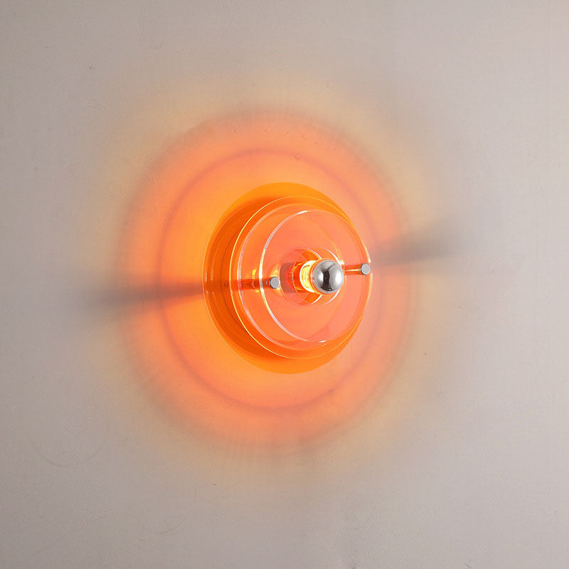 Modern Colorful Iron Acrylic Flying Saucer Shade Light Wall Sconce Lamp For Room