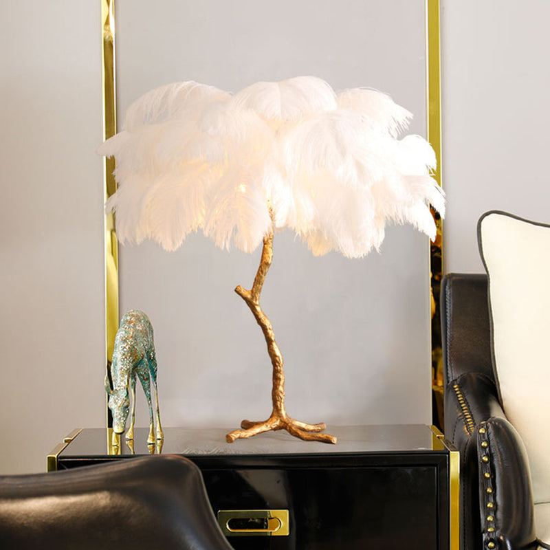 Scandinavian Luxury Unique Ostrich Feather Floor Lamp/Table Lamp
