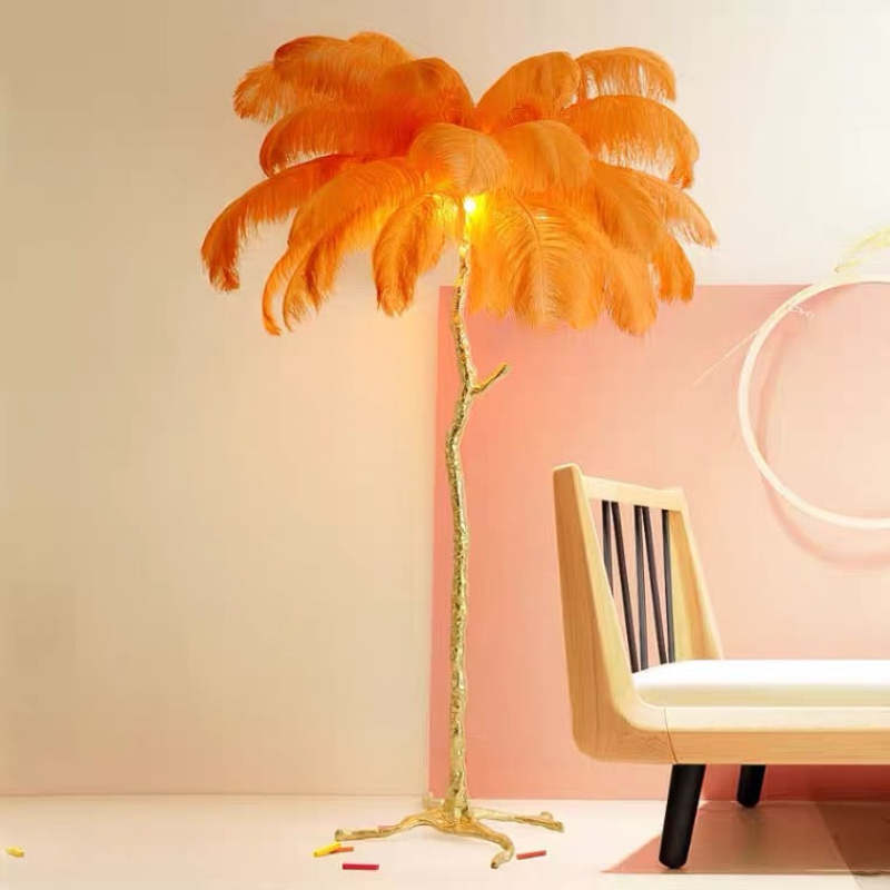 Scandinavian Luxury Unique Ostrich Feather Floor Lamp/Table Lamp
