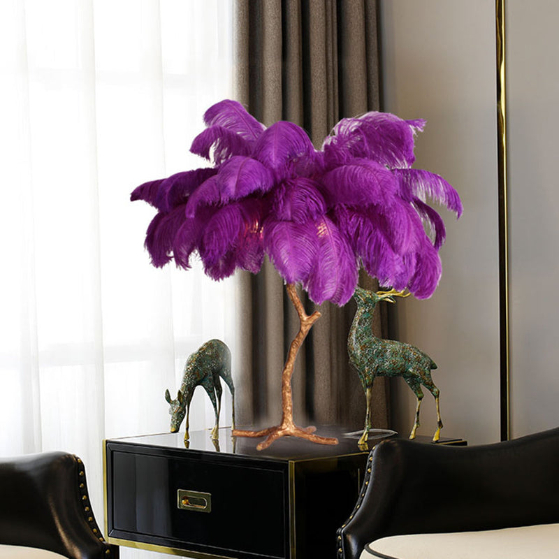 Scandinavian Luxury Unique Ostrich Feather Floor Lamp/Table Lamp