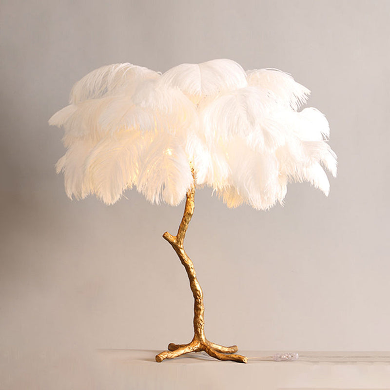 Scandinavian Luxury Unique Ostrich Feather Floor Lamp/Table Lamp