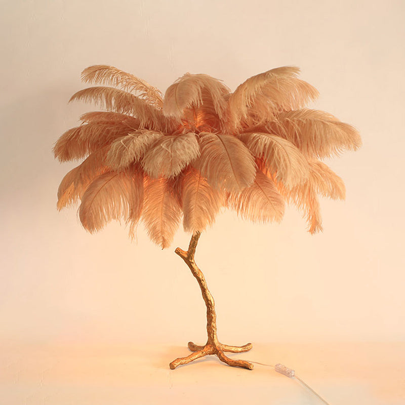 Scandinavian Luxury Unique Ostrich Feather Floor Lamp/Table Lamp