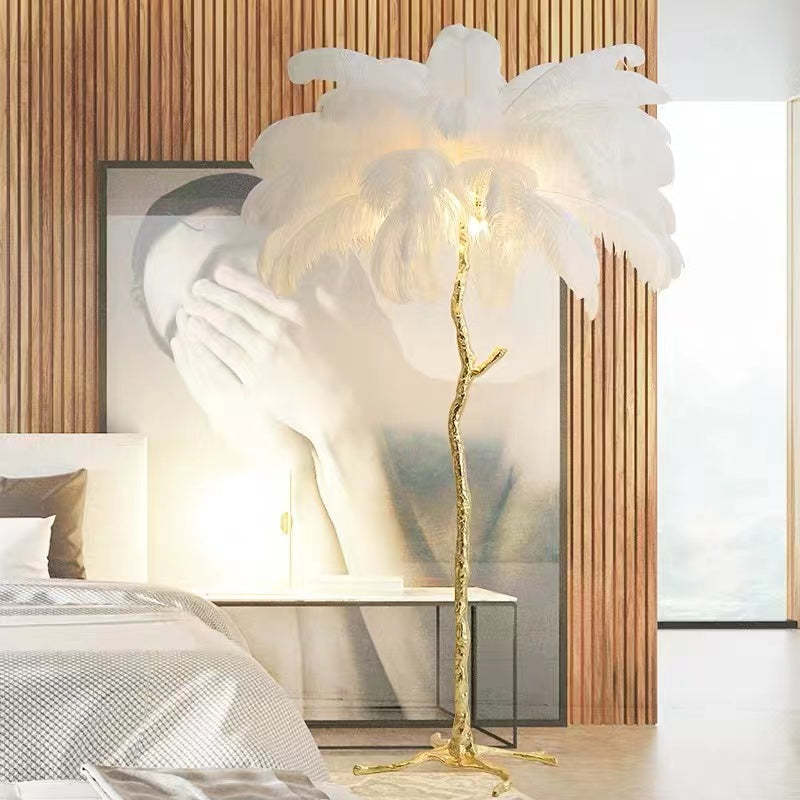 Scandinavian Luxury Unique Ostrich Feather Floor Lamp/Table Lamp