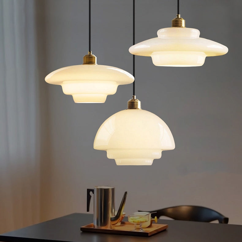 Mid Century Art Milk White Glass Pendant Light