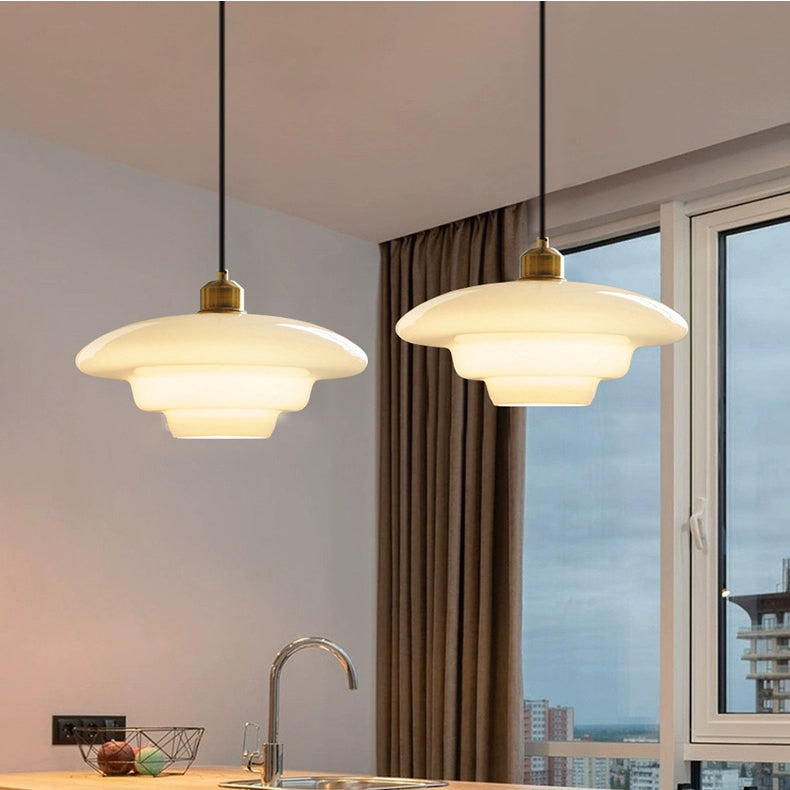 Mid Century Art Milk White Glass Pendant Light