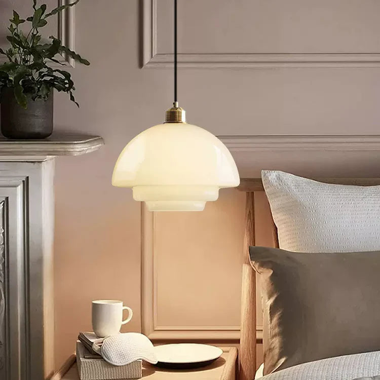 Mid Century Art Milk White Glass Pendant Light