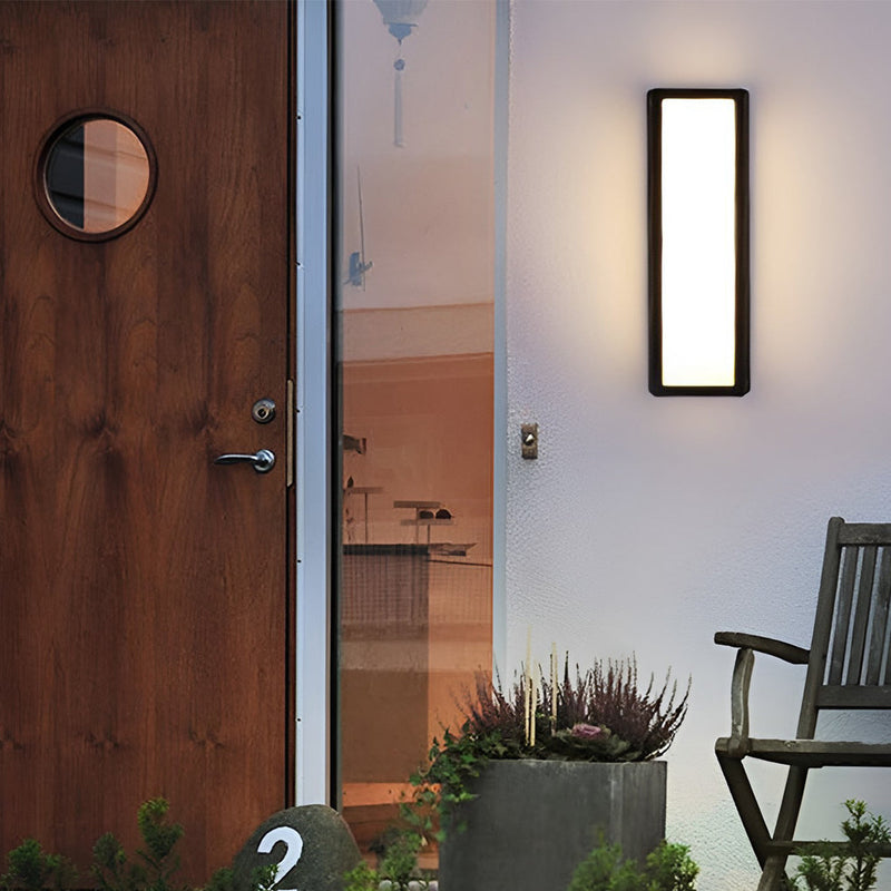 Rectangle LED Waterproof Motion Sensor Black Contemporary Wall Sconce Light