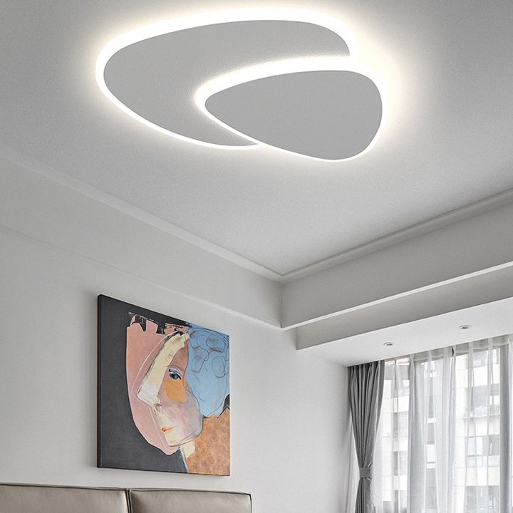 Geometric Metal/Acrylic Flush Mount Ceiling Light White