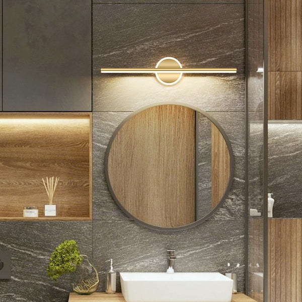 Minimalist Mirror Front Vanity Wall Lamp Black/Gold