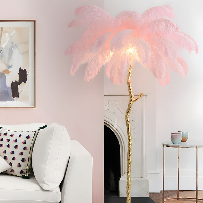 Scandinavian Luxury Unique Ostrich Feather Floor Lamp/Table Lamp