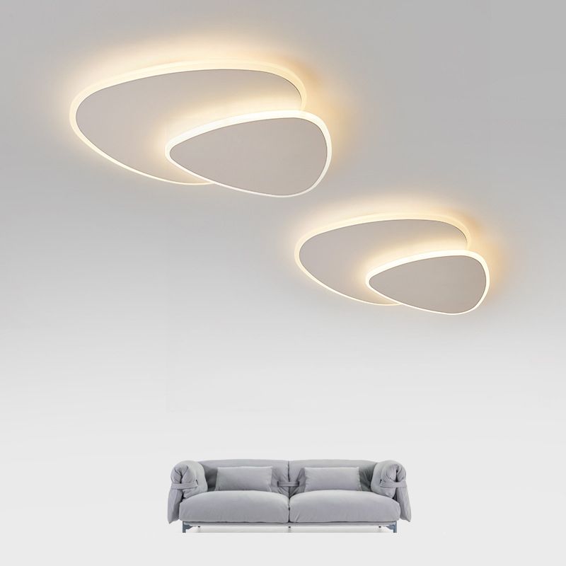 Geometric Metal/Acrylic Flush Mount Ceiling Light White