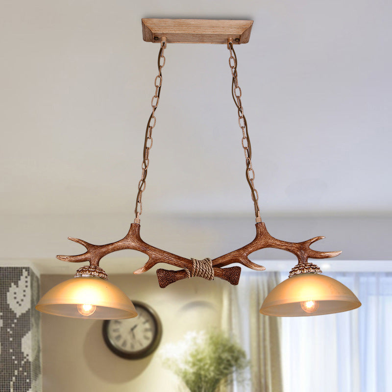 Rustic Resin Antler Glass Bowl Shade Chandelier
