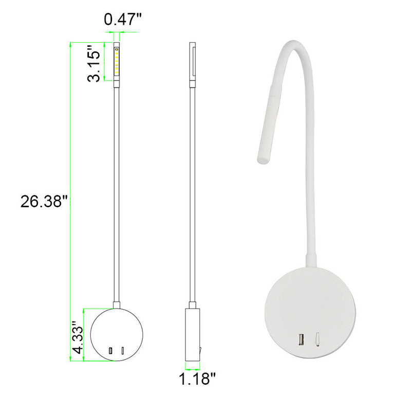 Minimalist USB Rechargeable Silicone Spotlight LED Reading Wall Sconce Lamp