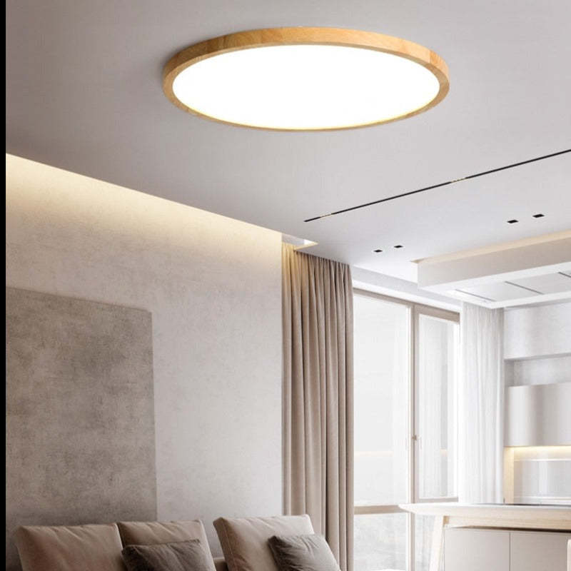 Modern Wood Round Flush Mount Ceiling Lights Living Room