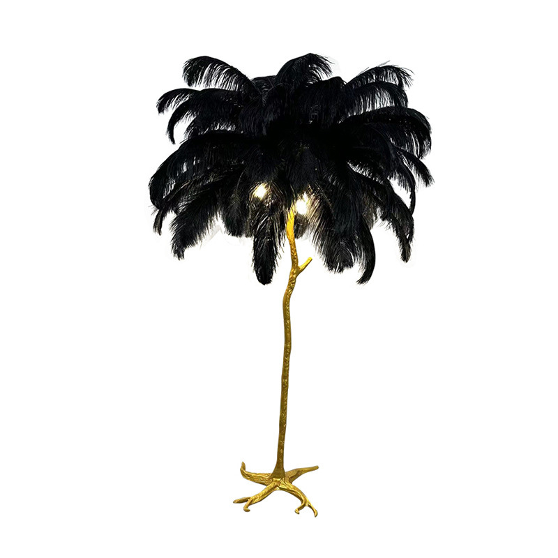 Scandinavian Luxury Unique Ostrich Feather Floor Lamp/Table Lamp