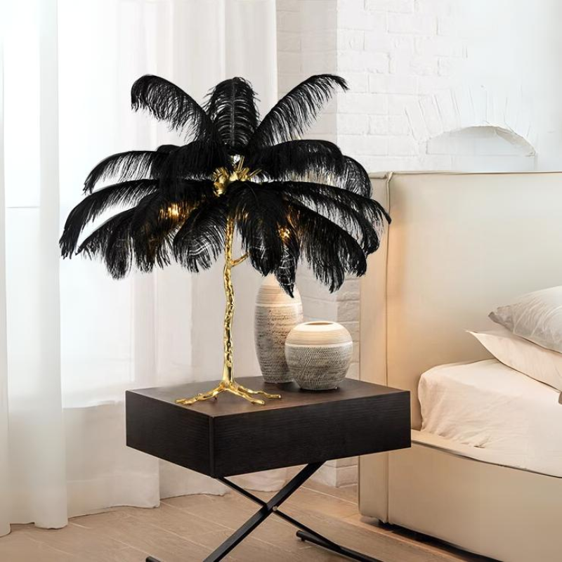 Scandinavian Luxury Unique Ostrich Feather Floor Lamp/Table Lamp
