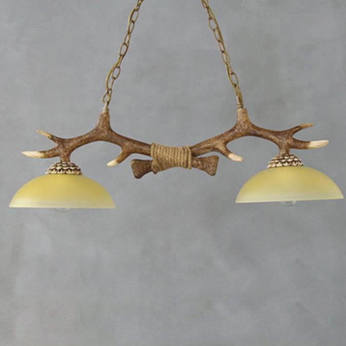 Rustic Resin Antler Glass Bowl Shade Chandelier