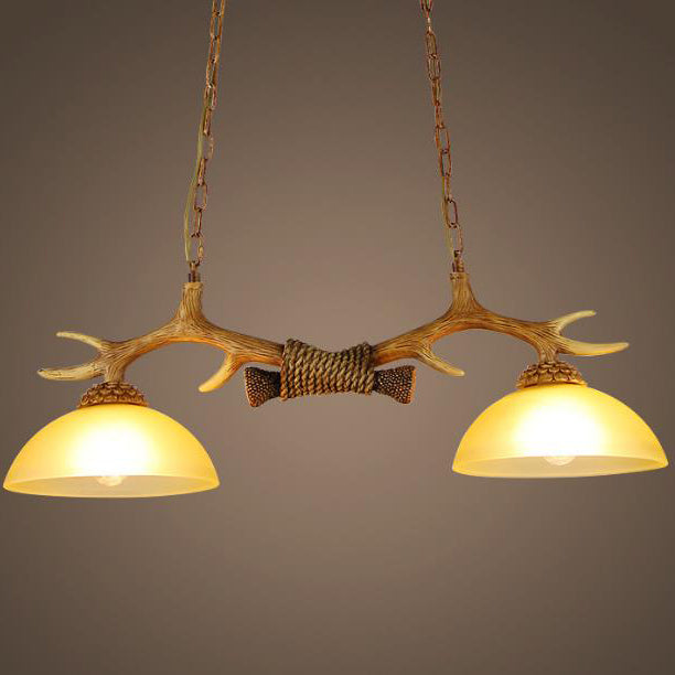 Rustic Resin Antler Glass Bowl Shade Chandelier