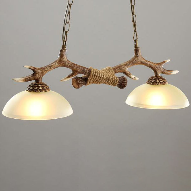 Rustic Resin Antler Glass Bowl Shade Chandelier