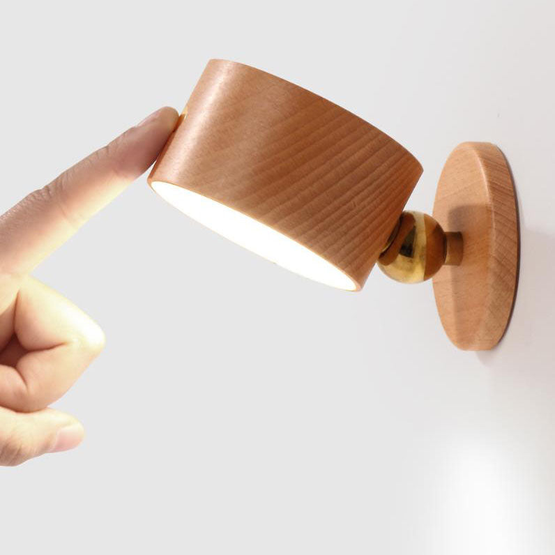 Minimalist Wooden USB Rechargeable Touch Magnetic LED Night Wall Sconce Lamp Light