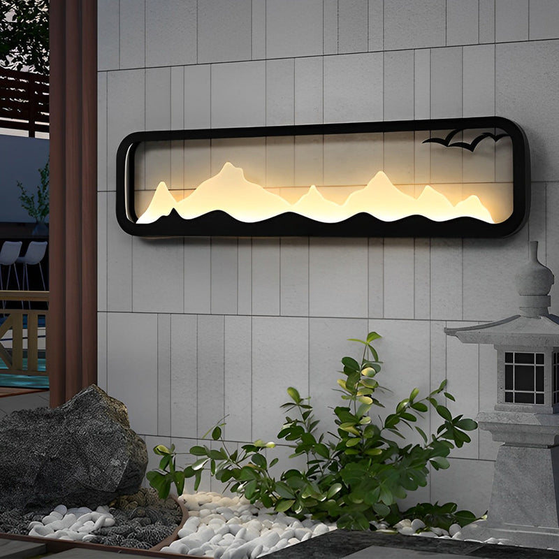 Mountain Scenery LED Waterproof Black Outdoor Wall Lamp