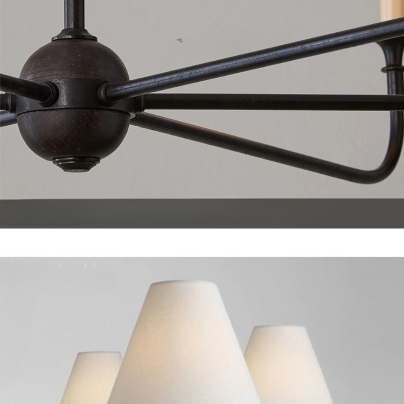 Sophisticated Vintage Retro Metal Chandeliers Living Room, Black/White/Brass