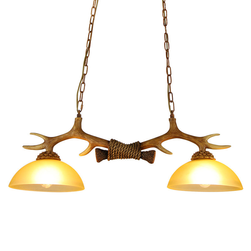 Rustic Resin Antler Glass Bowl Shade Chandelier