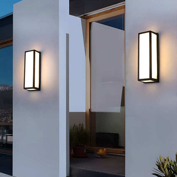 Rectangle LED Waterproof Motion Sensor Black Contemporary Wall Sconce Light