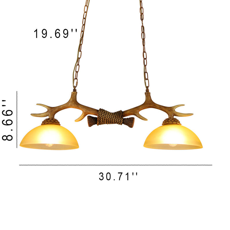 Rustic Resin Antler Glass Bowl Shade Chandelier