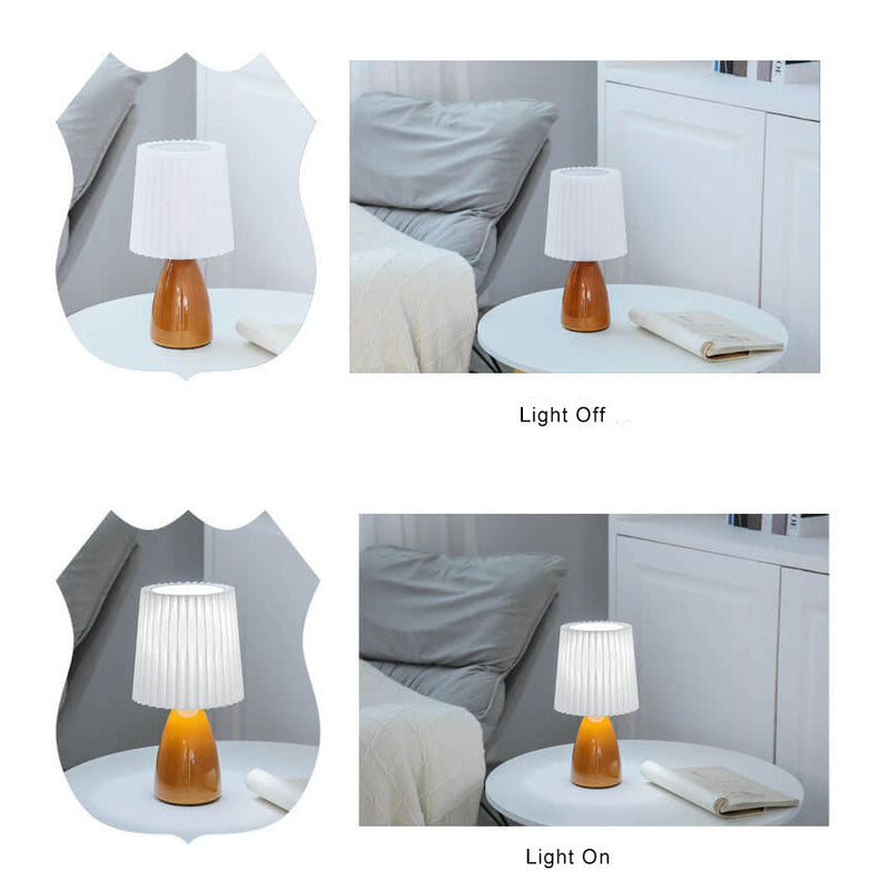 Scandinavian Retro Pleated Shade Glass Base Light Table Lamp