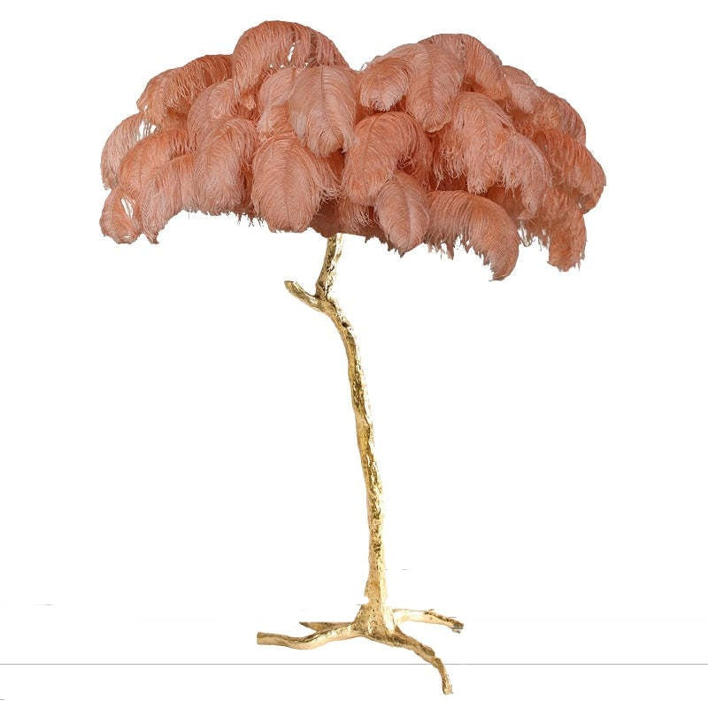 Scandinavian Luxury Unique Ostrich Feather Floor Lamp/Table Lamp