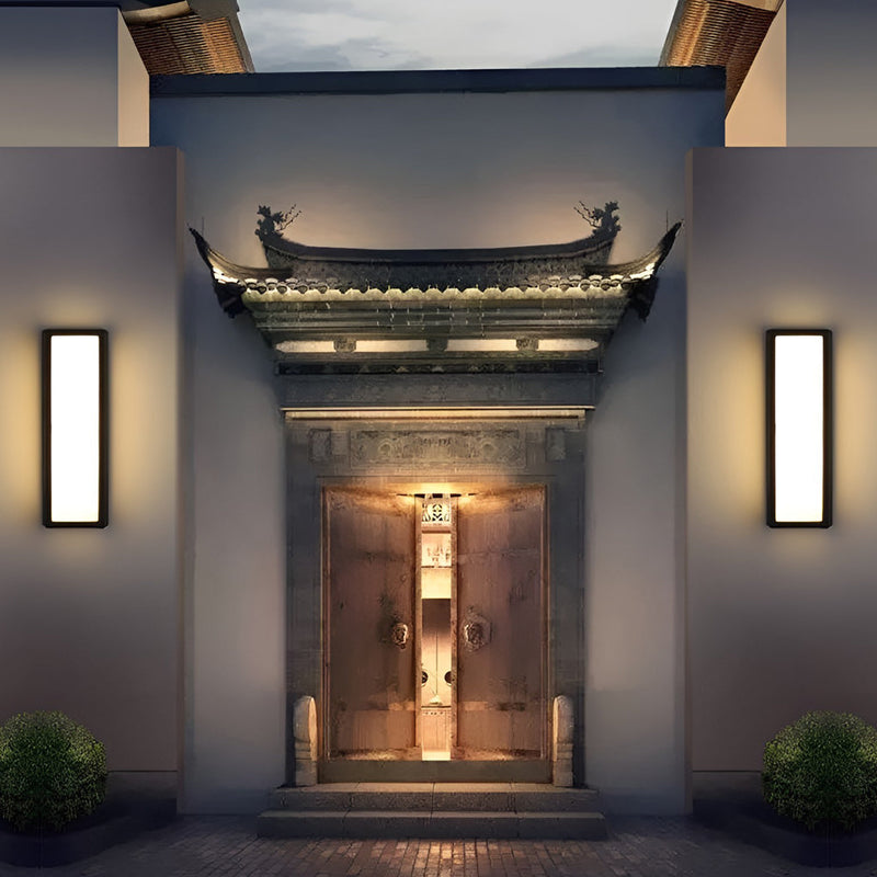 Rectangle LED Waterproof Motion Sensor Black Contemporary Wall Sconce Light