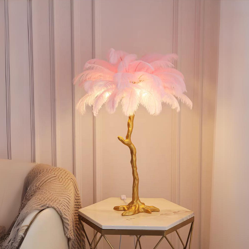 Scandinavian Luxury Unique Ostrich Feather Floor Lamp/Table Lamp
