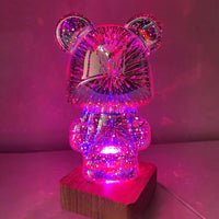 3D Fireworks Bear Lamp | LED Desk Lamp for Kids Room, Home, Office, Nursery