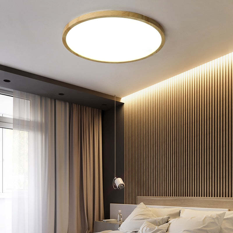 Modern Wood Round Flush Mount Ceiling Lights Living Room