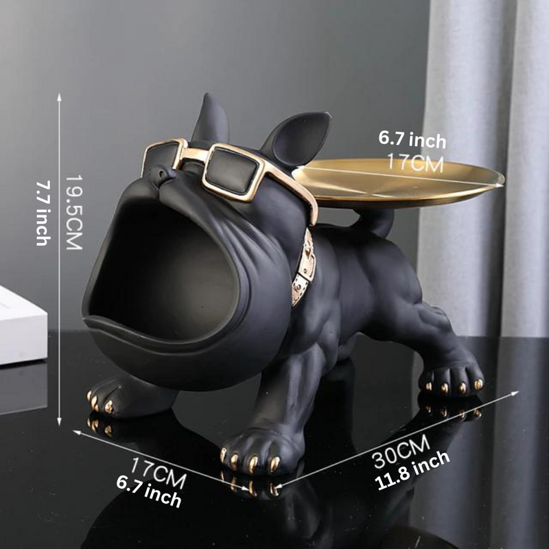 Bodybuilder Bulldog Resin Storage Bin And Tray