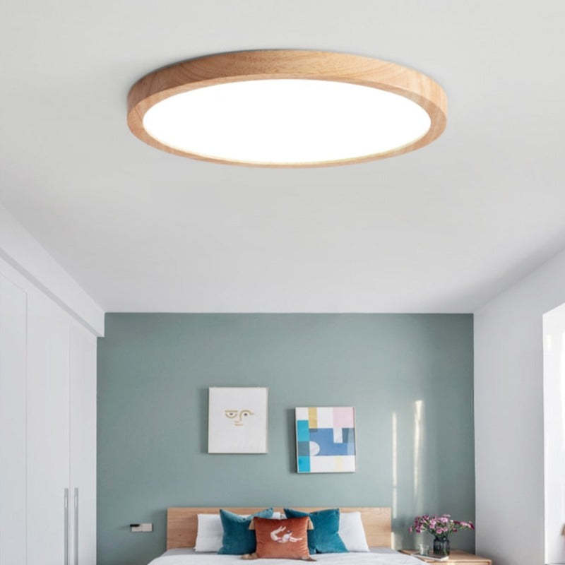 Modern Wood Round Flush Mount Ceiling Lights Living Room