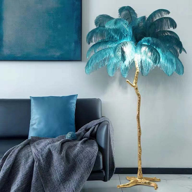 Scandinavian Luxury Unique Ostrich Feather Floor Lamp/Table Lamp