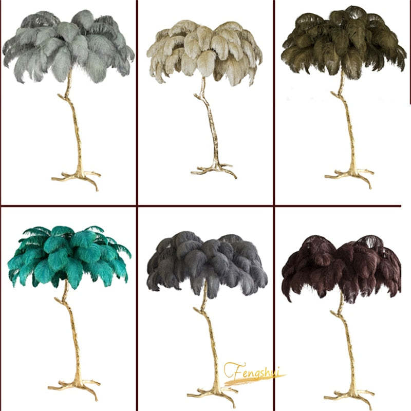 Scandinavian Luxury Unique Ostrich Feather Floor Lamp/Table Lamp