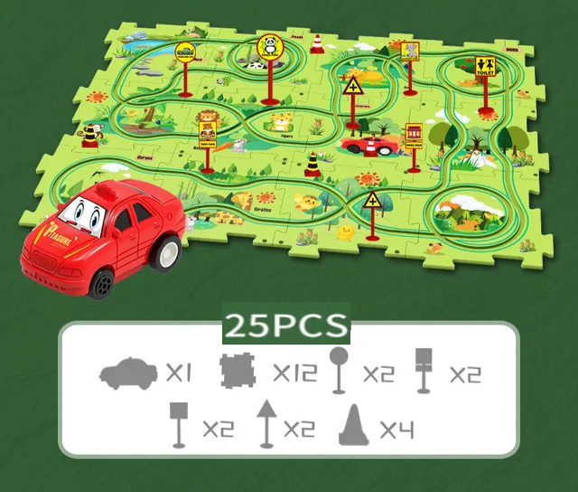Elektrisches Eisenbahnauto-Spielzeug, multifunktionales Szene-DIY-Puzzle