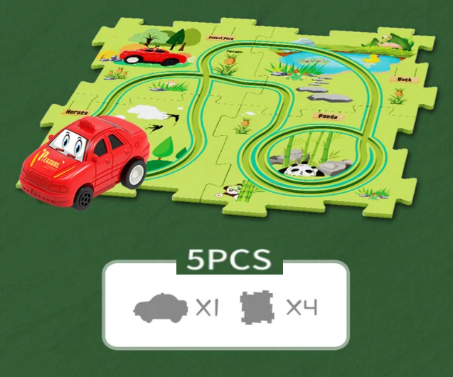 Elektrisches Eisenbahnauto-Spielzeug, multifunktionales Szene-DIY-Puzzle