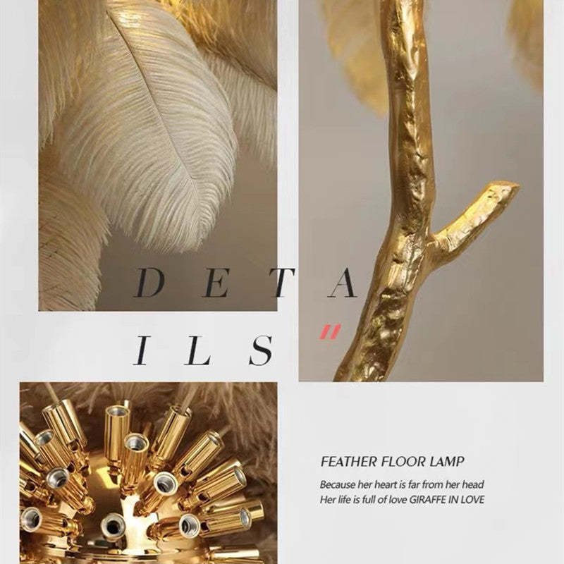 Scandinavian Luxury Unique Ostrich Feather Floor Lamp/Table Lamp