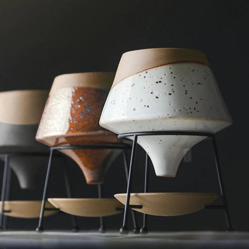 Dipped Clay Teardrop Pot & Saucer Stand