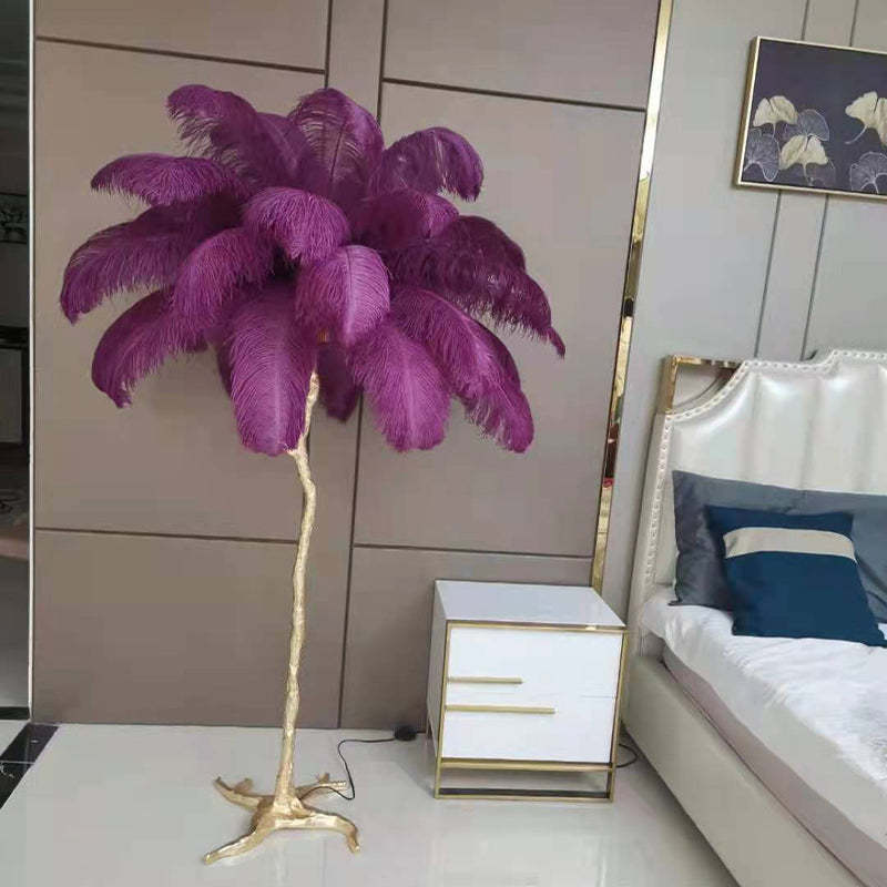 Scandinavian Luxury Unique Ostrich Feather Floor Lamp/Table Lamp
