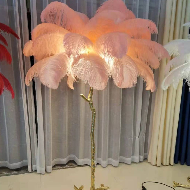 Scandinavian Luxury Unique Ostrich Feather Floor Lamp/Table Lamp