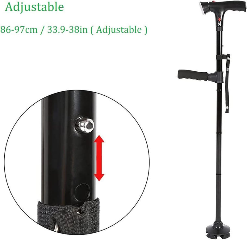 Folding Cane with Led Light, Adjustable for Arthritis, Disabled and Elderly