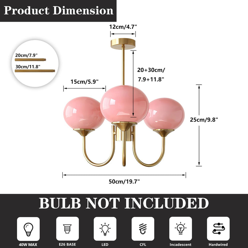 Bubble Pink Glass Marshmallow Chandelier